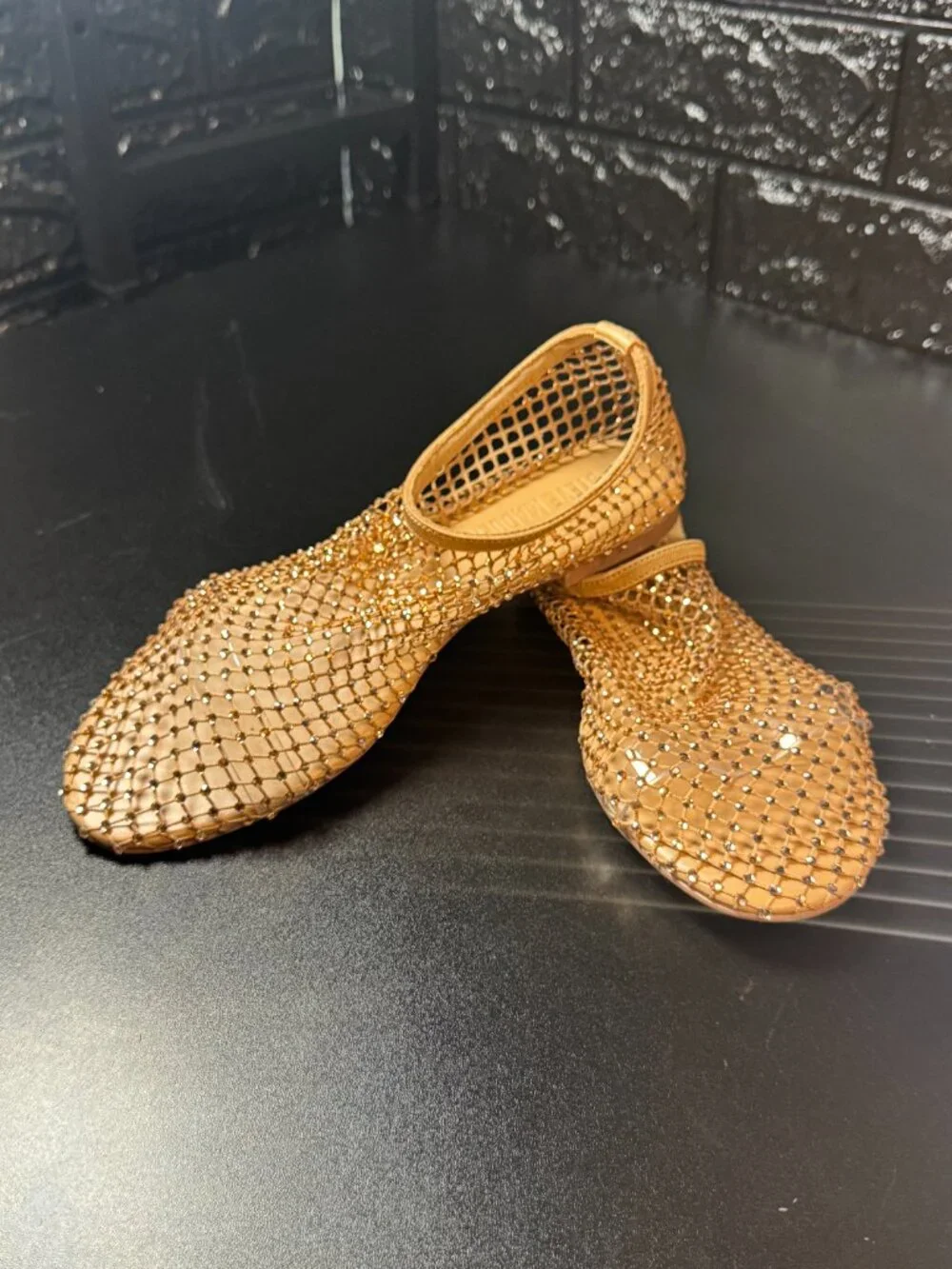Steve Madden Mino Mesh Rhinestone Flats | Crystal Ballet Flats